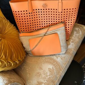 Orange Perforated Tote Bag
